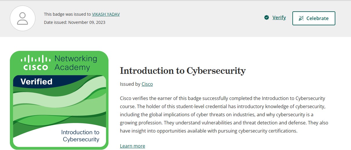 Introduction to Cybersecurity